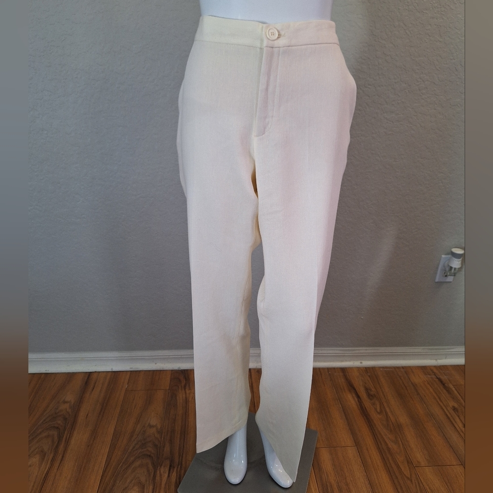 Zara NWT Cream dress Slacks in a Heavy linen blend